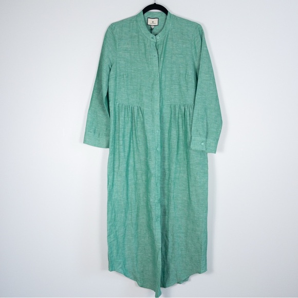 NWT TUCKERNUCK Sea Green Lydell Linen Blend Maxi Dress - Picture 6 of 15